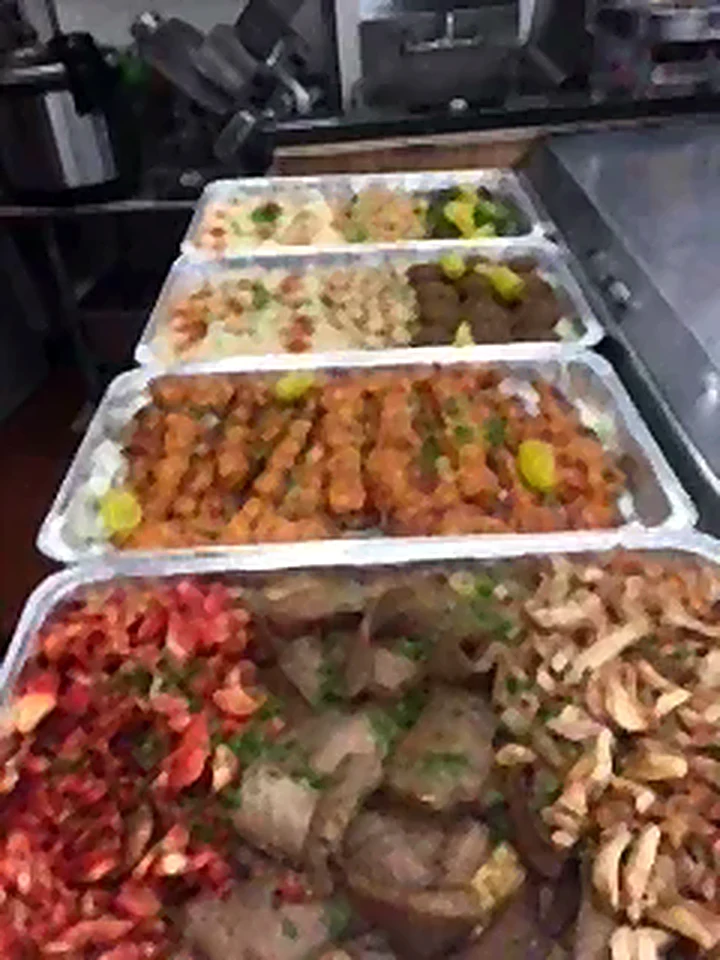 Foil catering trays lined up