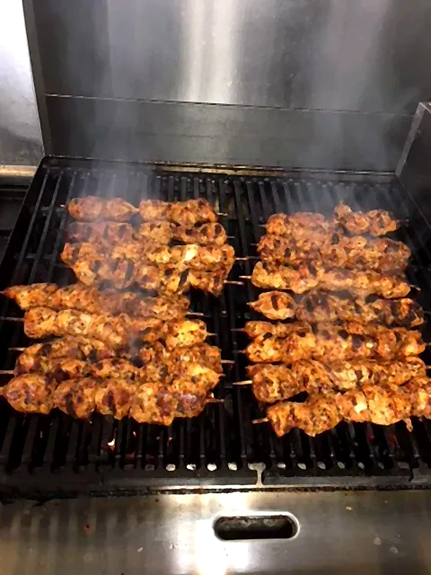 Chicken skewers grilling